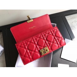 Dior DiorAddict Continental Wallet In Red Lambskin CDBS2186