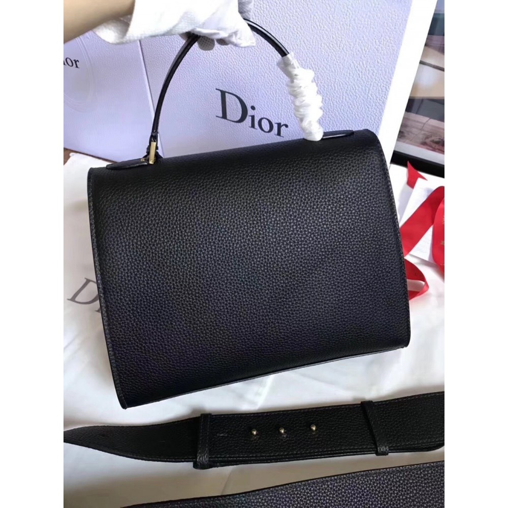 Dior DiorAddict Tote Bag In Black Grained Leather CDBS2193