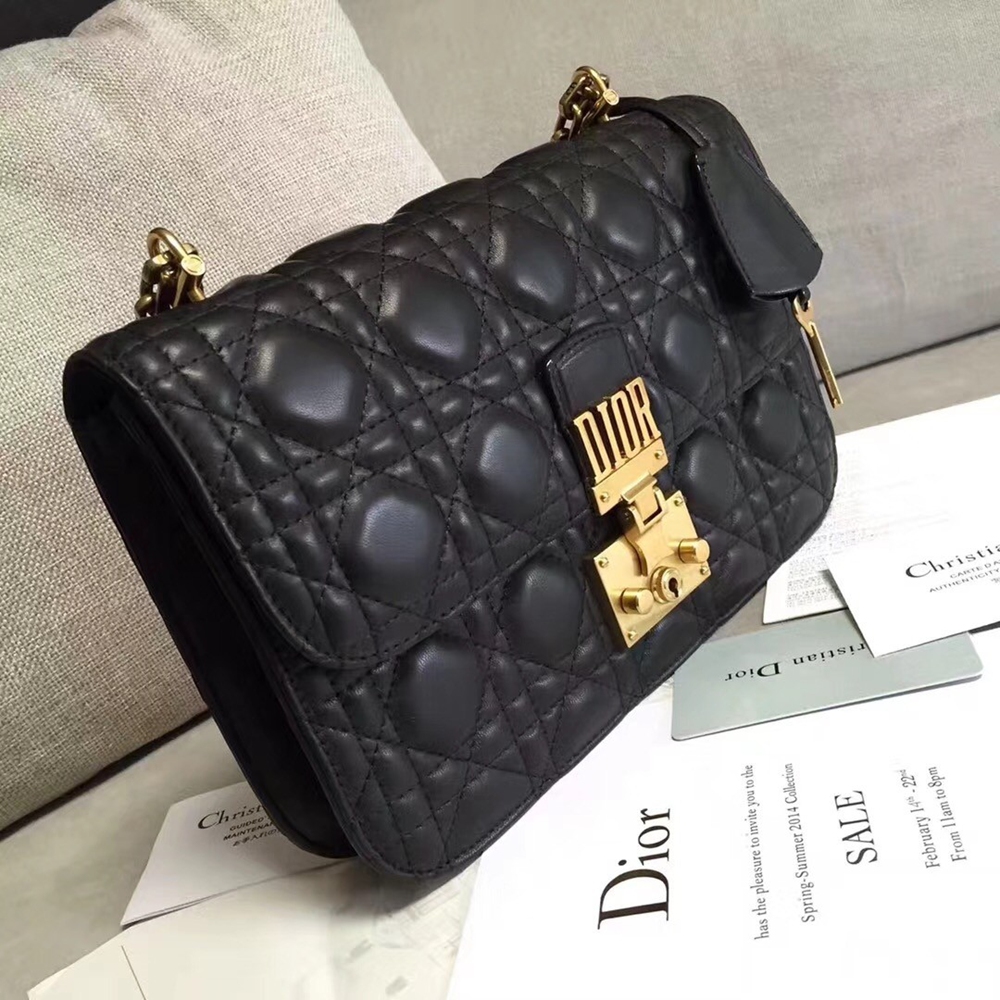 Dior Dioraddict Flap Bag In Black Lambskin CDBS2187