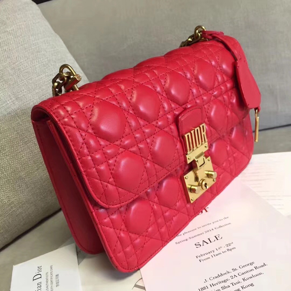 Dior Dioraddict Flap Bag In Red Lambskin CDBS2190