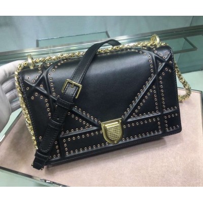 Dior Diorama Bag In Black Eyelets Lambskin CDBS2197