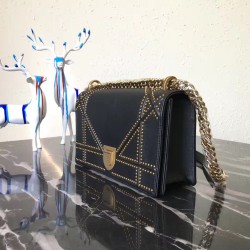 Dior Diorama Bag In Black Studded Lambskin CDBS2198