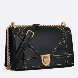 Dior Diorama Bag In Black Studded Lambskin CDBS2198