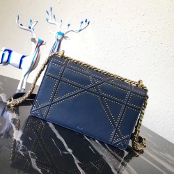 Dior Diorama Bag In Blue Studded Lambskin CDBS2199