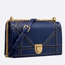 Dior Diorama Bag In Blue Studded Lambskin CDBS2199