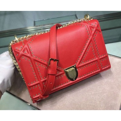 Dior Diorama Bag In Red Eyelets Lambskin CDBS2203