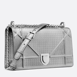 Dior Diorama Bag In Silver Metallic Calfskin CDBS2204