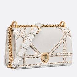 Dior Diorama Bag In White Studded Lambskin CDBS2205