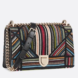 Dior Diorama Canvas Bag Embroidered With Multi-coloured Stripes CDBS2206