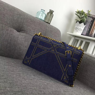 Dior Diorama Flap Bag In Denim And Studded CDBS2207