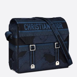 Dior Diorcamp Messenger Bag In Blue Camouflage Canvas CDBS2210