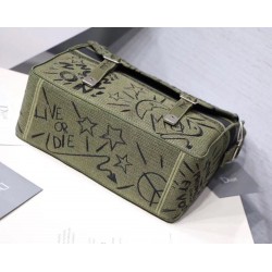 Dior Diorcamp Messenger Bag In Green Embroidered Canvas CDBS2213