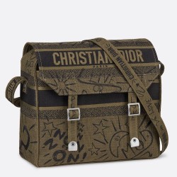 Dior Diorcamp Messenger Bag In Green Embroidered Canvas CDBS2213