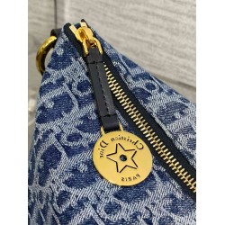 Dior Diorstar Hobo Bag With Chain in Blue Denim Oblique Jacquard CDBS2226