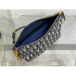 Dior Diorstar Hobo Bag With Chain in Blue Oblique Jacquard CDBS2227