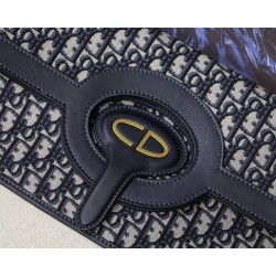 Dior Fold Over Clutch In Blue Oblique Canvas CDBS2241