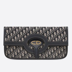 Dior Fold Over Clutch In Blue Oblique Canvas CDBS2241