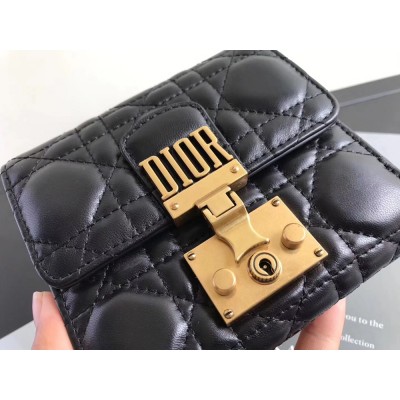 Dior French DiorAddict Wallet In Black Lambskin CDBS2242