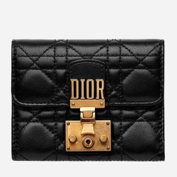 Dior French DiorAddict Wallet In Black Lambskin CDBS2242