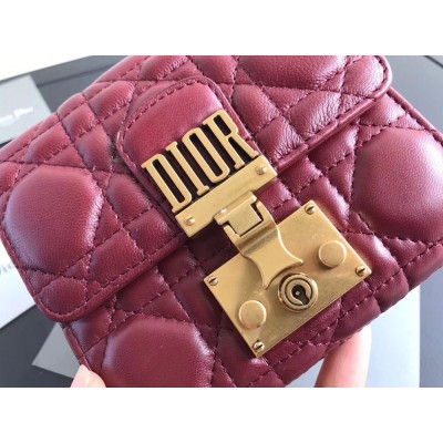 Dior French DiorAddict Wallet In Bordeaux Lambskin CDBS2243