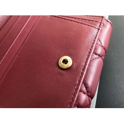 Dior French DiorAddict Wallet In Bordeaux Lambskin CDBS2243