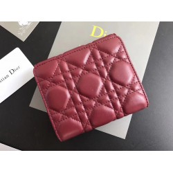 Dior French DiorAddict Wallet In Bordeaux Lambskin CDBS2243