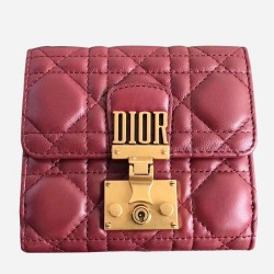 Dior French DiorAddict Wallet In Bordeaux Lambskin CDBS2243