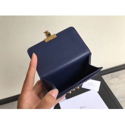 Dior French DiorAddict Wallet In Navy Blue Lambskin CDBS2244