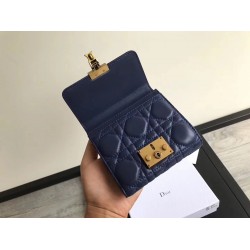 Dior French DiorAddict Wallet In Navy Blue Lambskin CDBS2244