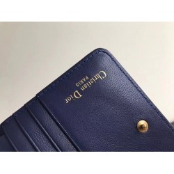 Dior French DiorAddict Wallet In Navy Blue Lambskin CDBS2244