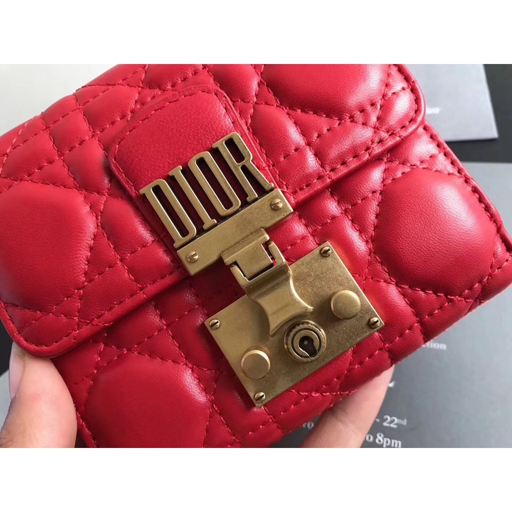 Dior French DiorAddict Wallet In Red Lambskin CDBS2246