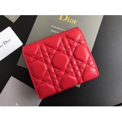 Dior French DiorAddict Wallet In Red Lambskin CDBS2246