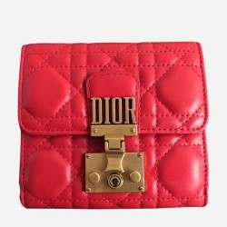 Dior French DiorAddict Wallet In Red Lambskin CDBS2246