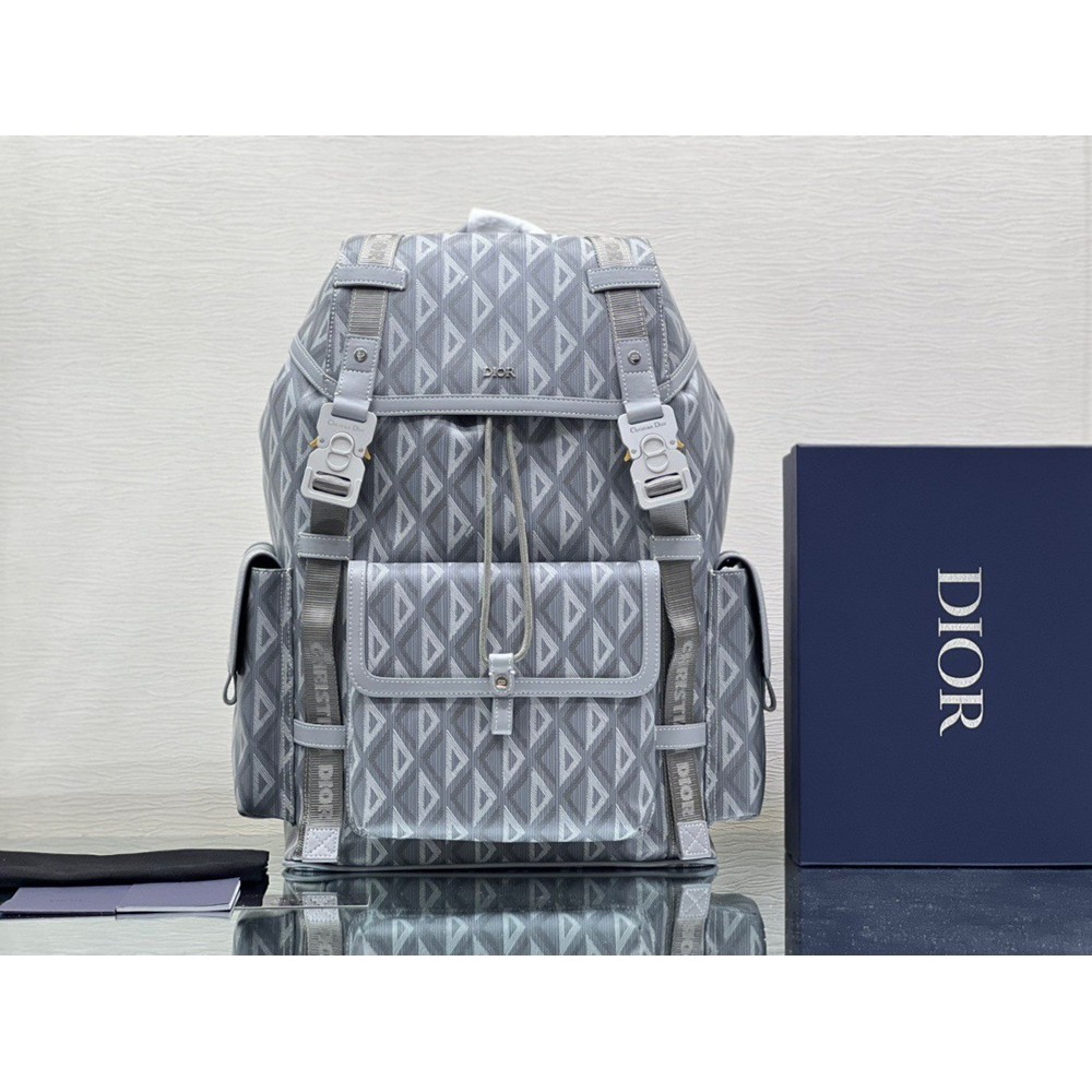 Dior Hit the Road Backpack In Gray CD Diamond Canvas CDBS2251