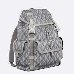 Dior Hit the Road Backpack In Gray CD Diamond Canvas CDBS2251