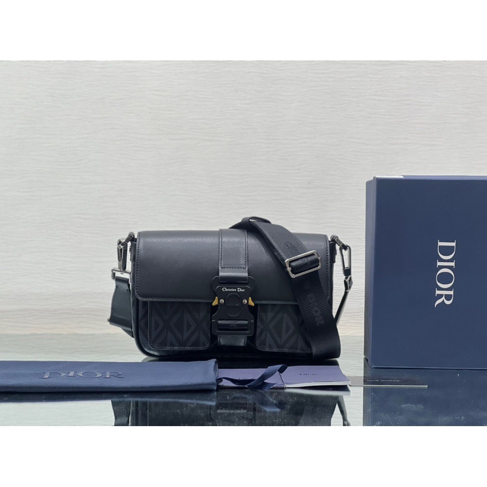 Dior Hit the Road Messenger Bag In Black CD Diamond Canvas CDBS2252