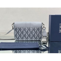 Dior Hit the Road Messenger Bag In Gray CD Diamond Canvas CDBS2253