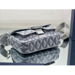 Dior Hit the Road Messenger Bag In Gray CD Diamond Canvas CDBS2253