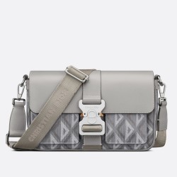 Dior Hit the Road Messenger Bag In Gray CD Diamond Canvas CDBS2253