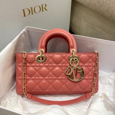 Dior Lady D-Joy Bag In Coral Pink Cannage Lambskin CDBS2305