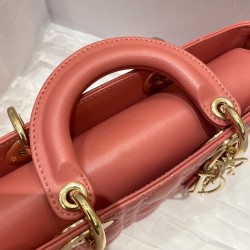 Dior Lady D-Joy Bag In Coral Pink Cannage Lambskin CDBS2305