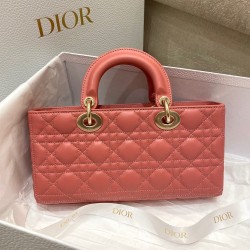 Dior Lady D-Joy Bag In Coral Pink Cannage Lambskin CDBS2305