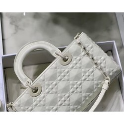 Dior Lady D-Joy Bag In White Calfskin With Diamond Motif CDBS2310