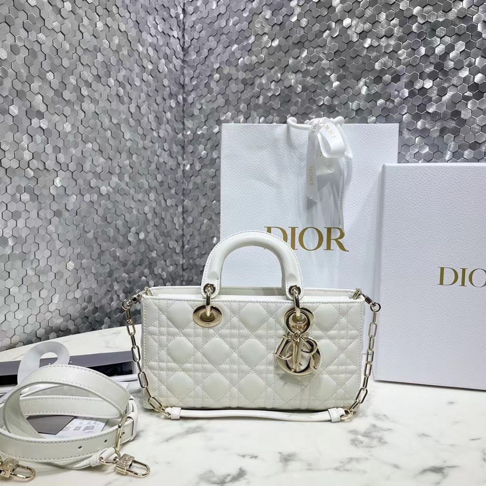 Dior Lady D-Joy Bag In White Cannage Lambskin CDBS2311