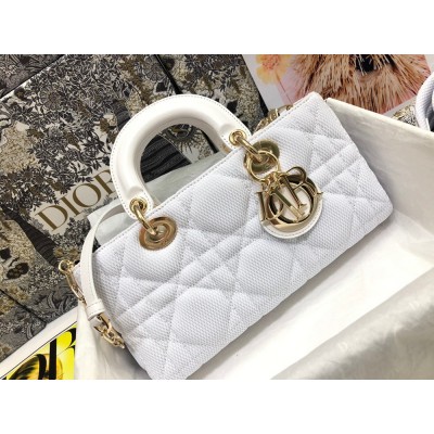 Dior Lady D-Joy Bag In White Macrocannage Technical Fabric CDBS2312