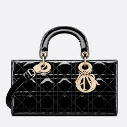 Dior Lady D-Joy Medium Bag In Black Patent Cannage Calfskin CDBS2313