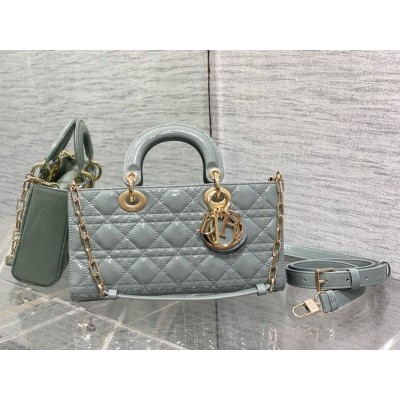 Dior Lady D-Joy Medium Bag in Grey Patent Cannage Calfskin CDBS2316