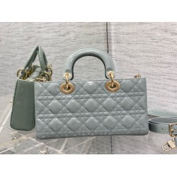 Dior Lady D-Joy Medium Bag in Grey Patent Cannage Calfskin CDBS2316