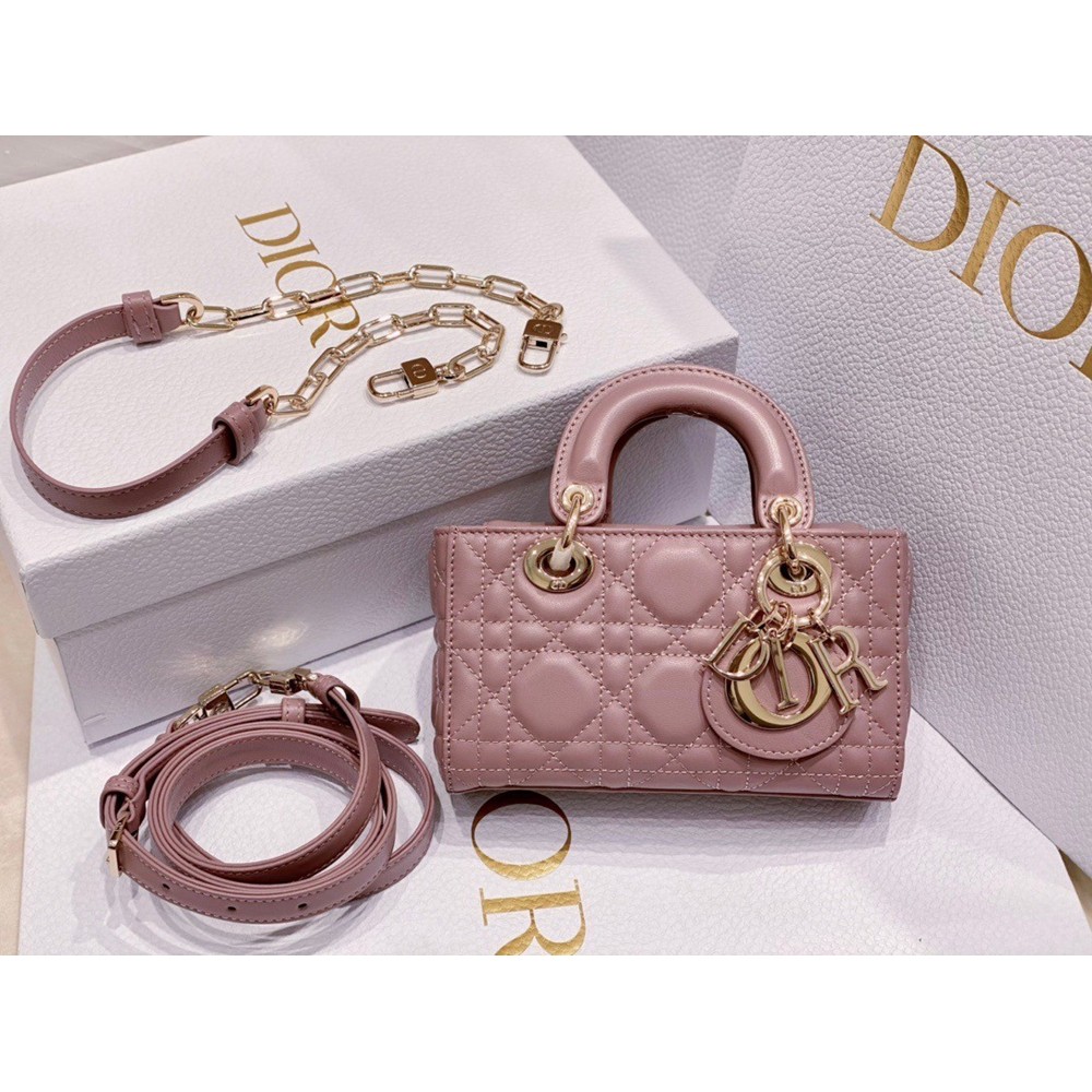 Dior Lady D-Joy Micro Bag In Peony Pink Cannage Lambskin CDBS2321