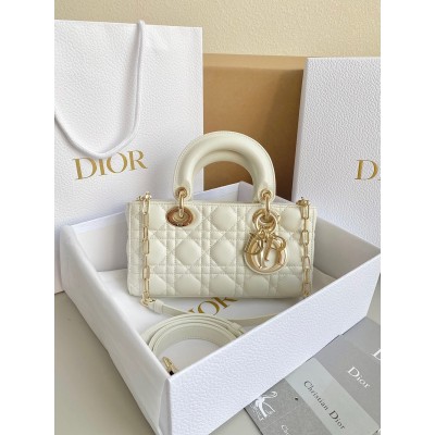 Dior Lady D-Joy Small Bag In White Cannage Lambskin CDBS2329